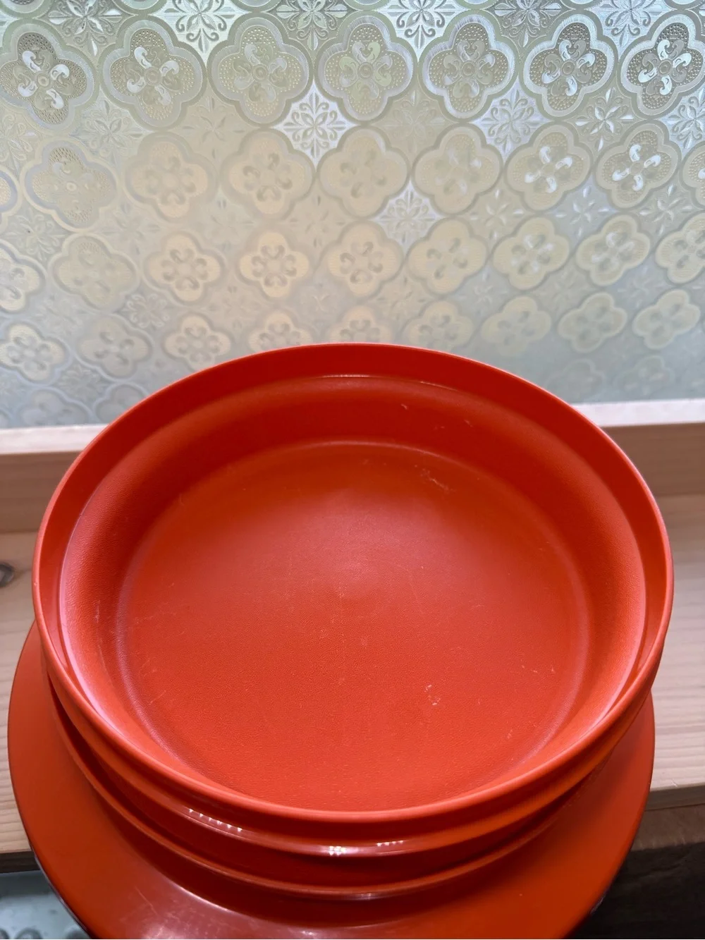 Vintage Tupperware Round 2-Piece Container Set Orange Made in USA MCM